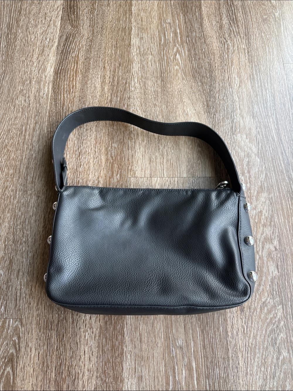 Universal Threads Black Leather Shoulder Bag with Stud Accents